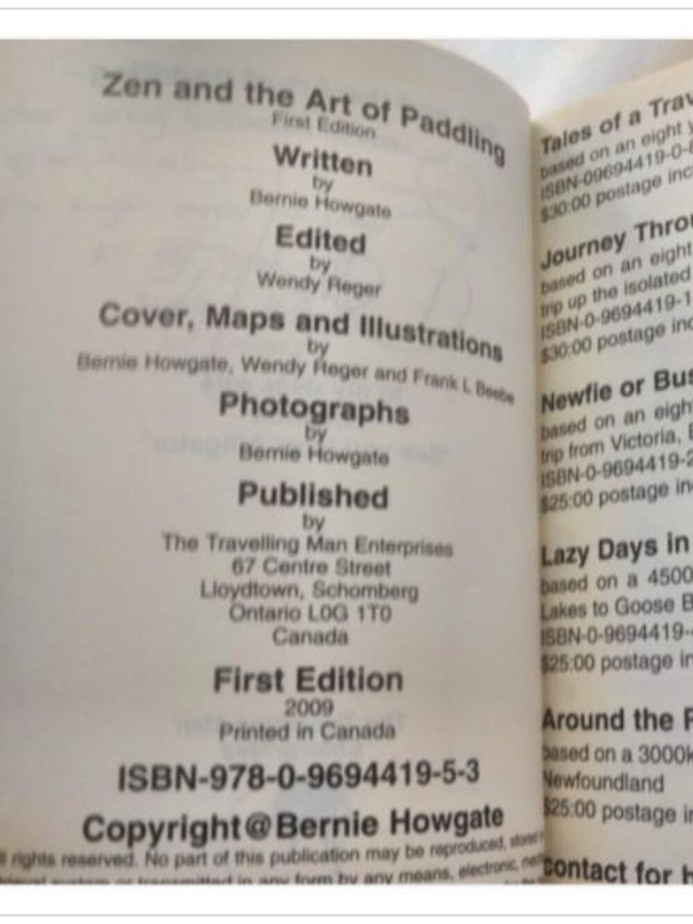 Zen and the Art of Paddling Bernie Howgate 2009 First Edition Paperback Book - Picture 6 of 6